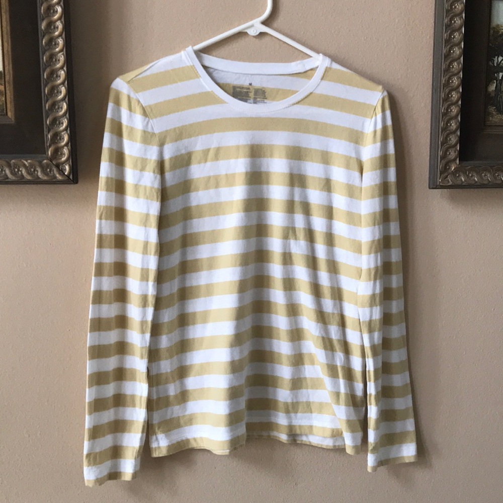 Muji 100% Cotton Yellow & White Stripe Long-Sleeve